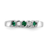 14k White Gold 1/10 carat Diamond and Emerald Complete Band - RM-56798E45-9307