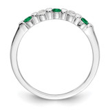 14k White Gold 1/10 carat Diamond and Emerald Complete Band - RM-696D866C-3960