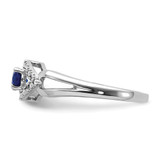 14k White Gold 1/10 carat Lab Grown Diamond VS/SI+ G+ and Lab Created Blue Sapphire Ring