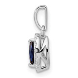 14k White Gold 1/10 carat Lab Grown Diamond VS/SI+ G+ and Lab Created Blue Sapphire September Birthstone Pendant