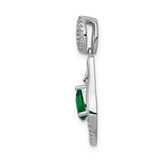 14k White Gold 1/10 carat Lab Grown Diamond VS/SI+ G+ and Lab Created Emerald Dangle Pendant