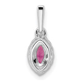 14k White Gold 1/10 carat Lab Grown Diamond VS/SI+ G+ and Lab Created Pink Sapphire October Birthstone Pendant