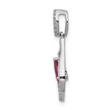 14k White Gold 1/10 carat Lab Grown Diamond VS/SI+ G+ and Lab Created Ruby Dangle Pendant