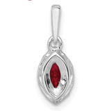 14k White Gold 1/10 carat Lab Grown Diamond VS/SI+ G+ and Lab Created Ruby July Birthstone Pendant
