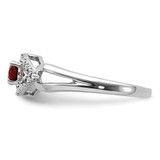 14k White Gold 1/10 carat Lab Grown Diamond VS/SI+ G+ and Lab Created Ruby Ring