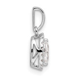 14k White Gold 1/10 carat Lab Grown Diamond VS/SI+ G+ and White Sapphire April Birthstone Pendant