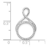 14k White Gold 1/10 carat Lab Grown Diamond VS/SI+ G+ Complete Fashion Circle Dangle Chain Slide Pendant