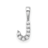 14k White Gold 1/10 carat Lab Grown Diamond VS/SI+ G+ Complete Letter J Initial Pendant
