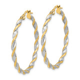 14K & White Rhodium Polished & Twist Hoop Earrings - TF-70FFB7B1-7686