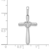 14k White Gold 1/10ct. Diamond Cross w/Heart Pendant