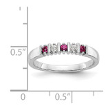 14k White Gold 1/15 carat Diamond and Ruby Complete Band