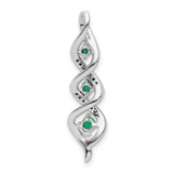 14k White Gold 1/15 carat Lab Grown Diamond VS/SI+ G+ and Lab Created Emerald Twist Chain Slide Pendant