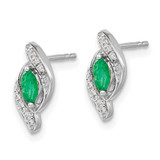 14k White Gold 1/15Ct Diamond and Emerald Earrings