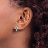 14k White Gold 1/15Ct Diamond and Emerald Earrings