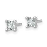 14k White Gold 1/2 carat Certified Lab Grown Diamond VS+ F+ Princess Complete Four Prong Stud Earrings