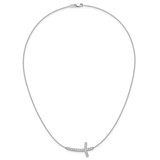 14k White Gold 1/2 carat Diamond Sideways Cross 18 inch Necklace