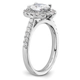 14k White Gold 1/2 carat Lab Grown Diamond VS/SI+ G+ 1 carat Center Oval Semi Mount Halo Engagement Ring