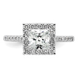 14k White Gold 1/2 carat Lab Grown Diamond VS/SI+ G+ 1 carat Center Princess Semi Mount Halo Engagement Ring