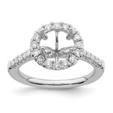 14k White Gold 1/2 carat Lab Grown Diamond VS/SI+ G+ 2 carat Center Round Semi Mount Engagement Ring