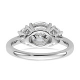 14k White Gold 1/2 carat Lab Grown Diamond VS/SI+ G+ 2 carat Center Round Semi Mount Three Stone Engagement Ring