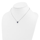 14k White Gold 1/2 carat Lab Grown Diamond VS/SI+ G+ and Created Sapphire Complete Three Stone 16 inch Necklace
