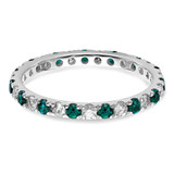 14k White Gold 1/2 carat Lab Grown Diamond VS/SI+ G+ and Lab Created Alexandrite Size 6.5 Eternity Band