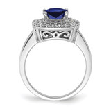 14k White Gold 1/2 carat Lab Grown Diamond VS/SI+ G+ and Lab Created Blue Sapphire Fashion Ring - RM-52F18AD1-9175