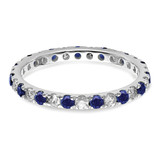 14k White Gold 1/2 carat Lab Grown Diamond VS/SI+ G+ and Lab Created Blue Sapphire Size 7 Eternity Band