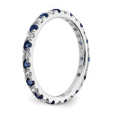 14k White Gold 1/2 carat Lab Grown Diamond VS/SI+ G+ and Lab Created Blue Sapphire Size 7 Eternity Band