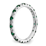 14k White Gold 1/2 carat Lab Grown Diamond VS/SI+ G+ and Lab Created Emerald Size 8 Eternity Band