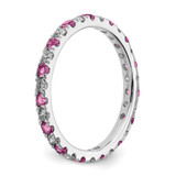 14k White Gold 1/2 carat Lab Grown Diamond VS/SI+ G+ and Lab Created Pink Sapphire Size 7 Eternity Band