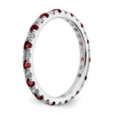 14k White Gold 1/2 carat Lab Grown Diamond VS/SI+ G+ and Lab Created Ruby Size 6.5 Eternity Band