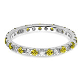 14k White Gold 1/2 carat Lab Grown Diamond VS/SI+ G+ and Lab Created Yellow Sapphire Size 7.5 Eternity Band