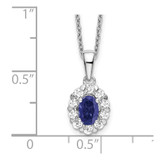 14k White Gold 1/2 carat Lab Grown Diamond VS/SI+ G+ and Oval Lab Created Blue Sapphire Complete 18 inch Halo Pendant Necklace