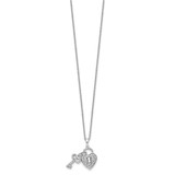 14k White Gold 1/2 carat Lab Grown Diamond VS/SI+ G+ Complete 18 inch Heart Lock and Key Pendant Necklace