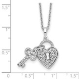 14k White Gold 1/2 carat Lab Grown Diamond VS/SI+ G+ Complete 18 inch Heart Lock and Key Pendant Necklace