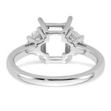 14k White Gold 1/2 carat Lab Grown Diamond VS/SI+ G+ Semi Mount Emerald and Half Moon Three Stone Engagement Ring - RM-96D2918D-6064