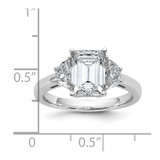 14k White Gold 1/2 carat Lab Grown Diamond VS/SI+ G+ Semi Mount Emerald and Half Moon Three Stone Engagement Ring - RM-96D2918D-6064