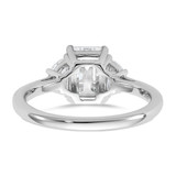 14k White Gold 1/2 carat Lab Grown Diamond VS/SI+ G+ Semi Mount Emerald and Half Moon Three Stone Engagement Ring - RM-CBAF6DF9-9981