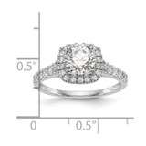 14k White Gold 1/2 carat Lab Grown Diamond VS/SI+ G+ Semi Mount Halo Peg Set Engagement Ring