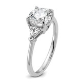 14k White Gold 1/2 carat Lab Grown Diamond VS/SI+ G+ Triangle 1 1/2 carat Round Semi Mount Three Stone Engagement Ring