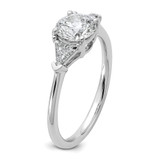 14k White Gold 1/2 carat Lab Grown Diamond VS/SI+ G+ Triangle 1 carat Round Semi Mount Three Stone Engagement Ring
