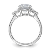 14k White Gold 1/2 carat Lab Grown Diamond VS/SI+ G+ Triangle 2 carat Round Semi Mount Three Stone Engagement Ring