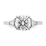 14k White Gold 1/2 carat Lab Grown Diamond VS/SI+ G+ Triangle 2 carat Round Semi Mount Three Stone Engagement Ring