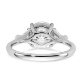 14k White Gold 1/2 carat Lab Grown Diamond VS/SI+ G+ Triangle 2 carat Round Semi Mount Three Stone Engagement Ring