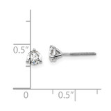 14k White Gold 1/2 ctw Certified Lab Grown Diamond VS/SI+ G+ Round 3 Prong Heavy Wt. Screwback Stud Earrings