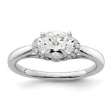 14k White Gold 1/20 carat Lab Grown Diamond VS/SI+ G+ 1 carat Center East-West Oval Semi Mount Engagement Ring