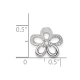 14k White Gold 1/20ct. Diamond Round Petal Flower Chain Slide