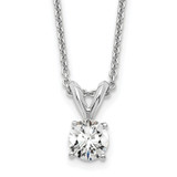 14k White Gold 1/3 carat Certified Lab Grown Diamond VS+ F+ Round Complete Four Prong 18 inch Solitaire Pendant Necklace