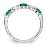 14k White Gold 1/3 carat Diamond and Emerald Complete Band - RM-20631943-2594